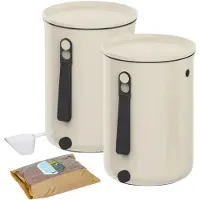 Skaza Bokashi Organico 2 - Set van 2 compostbakken wit - Diameter 23.3 - hoogte 32.5CM - 9.6L - 2kg