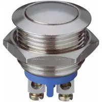 APEM Drukknopschakelaar 16mm schroefaansluiting, Knoppen + Schakelaars, Zilver