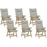 Beliani JAVA - Tuinstoel set van 6 - Taupe - Acaciahout