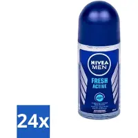 Nivea 24 x - Fresh Active Roll-On - Antiperspirant - 48 Uur Lang Werkend - 50 ml - MEN - Deodorant Roller - 48 Uur Bescherming - Zweetbestendig - Fris Gevoel