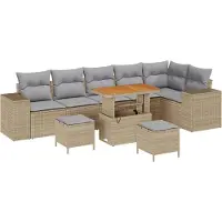 vidaXL Tuinbank Set 9 st 6-Aantal zitplaatsen Beige en Lichtgrijs