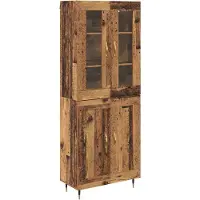 vidaXL Highboard 2 st Oudhout 69,5 x 34 x 180 cm Bewerkt hout