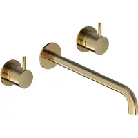 Hotbath Cobber 3-gats inbouw wastafelkraan 25cm geborsteld messing PVD
