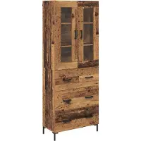 vidaXL Highboard 2 st Oudhout 69,5 x 34 x 180 cm Bewerkt hout