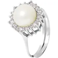 Diadema Witte cultuur parelring 8-9 mm verstelbare zirkoniumoxiden 925