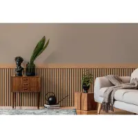 A.S. Création Wandvlies met realistisch akoestisch paneelpatroon van hout - beige, bruin