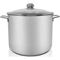 Kruger grote kookpan, diameter 30 cm, 14 liter, met glazen deksel, roestvrij staal