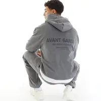 Avant Garde Hoodie voor Heren in Staal Kleur met Pigmentverf