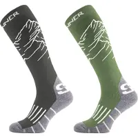 Sinner Ski Sock Heren Mountains 2 Pack (groen/zwart) 45-47 Groen / Zwart
