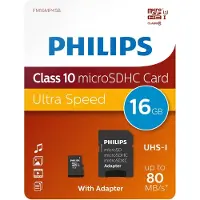 Philips Micro SDHC-geheugenkaart 16 GB met SD-adapter Zwart