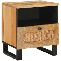 vidaXL Nachtkastje met lade Naturel 40 x 33 x 46 cm Massief Mango Hout