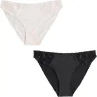 Next - Dames - Set van 2 slips met borduursels - Zwart