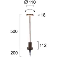 VIOKEF Sokkellamp buiten Tango, bruin / roest, Aluminium, Modern, LED buitenlamp