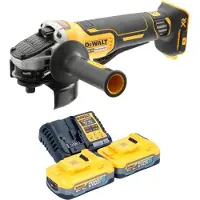 DeWalt DCG 406 H2 accu haakse slijper 18 V 125 mm borstelloos + 2x Powerstack accu 5,0 Ah + oplader