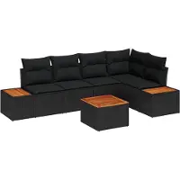 vidaXL Tuinbank Set 5 st 5-Aantal zitplaatsen Zwart Poly rattan