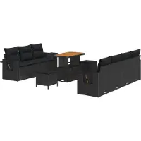 vidaXL Tuinbank Set 10 st 7-Aantal zitplaatsen Zwart poly rattan