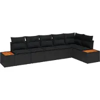 vidaXL Tuinbank Set 6 st 6-Aantal zitplaatsen Zwart Polyrattan