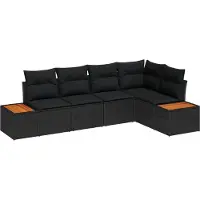 vidaXL Tuinbank Set 5 st Zwart Poly rattan
