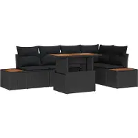 vidaXL Tuinbank Set 6 st Zwart poly rattan