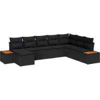 vidaXL Tuinset met 8 zitplaatsen, zwart, van polyrotan