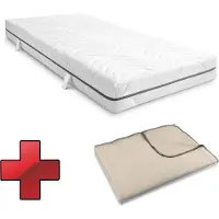Sleezzze 7 Zonen visco-elastische matras Sleezzz Smart, 90 x 200 cm, hoogte 18 cm, hardheid H3 met Air Memory foam + Sleezzz Smart fleece deken, 140 x 200 cm