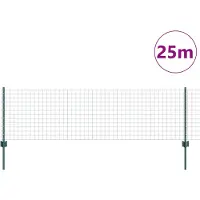 vidaXL Euro-hek met palen 25 x 0,6 m PVC-Coated Staal Groen Mesh