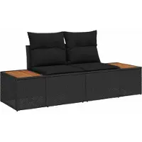 vidaXL Tuinbank Set 3 st 3-Aantal zitplaatsen Zwart Poly rattan