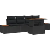 vidaXL Tuinbank Set 5 st Zwart poly rattan