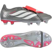 Adidas Predator League FT IJzeren-Nop Voetbalschoenen (SG) Donkergrijs Wit Zilver Rood
