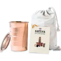 Sattva Koperen beker met deksel 'Stripe', , 350 ml