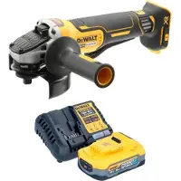 DeWalt DCG 406 H1 accu haakse slijper 18 V 125 mm borstelloos + 1x Powerstack accu 5,0 Ah + oplader