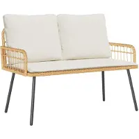 vidaXL Tuinbank met kussen Natuur 114 x 64 x 90cm Staal