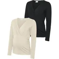 Mamalicious Kerrie Tess Maternity Long Sleeve T-shirt 2 Units Wit,Zwart XS