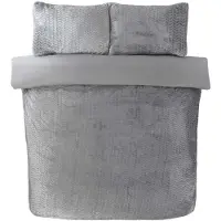 So Soft dekbedovertrek Chevron Teddy - grijs - 1-persoons (135x200 + 50x75 cm)