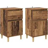 vidaXL Nachtkastje 2 st Oudhout 40 x 35 x 70 cm Bewerkt hout