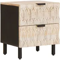 vidaXL Nachtkastje 2 pcs Wit 40 x 33 x 46 cm Massief Mango Hout