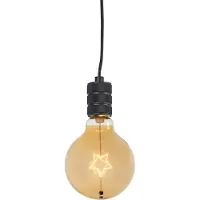 QAZQA Kerst hanglamp zwart met stekker incl. LED amber glas ster - Cavalux