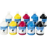 Creativ Company Plakkaatverf Primaire kleuren | Tempera Verf set | Poster Paint voor kleurmenging | Waterbasis | 10 x 500 ml | 1 doos