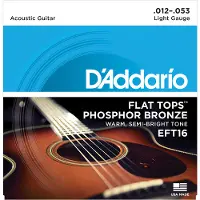 D'addario And Co EFT16 FLAT TOPS PHOSPHOR BRONZE ACOUSTIC GUITAR STRINGS LIGHT 12-53