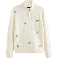 Next Trui 'Christmas Ski' ecru / blauw / geel