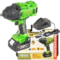 Procraft PWA80-1B-C accu-slagmoersleutel 20 V 1600 Nm 1/2" borstelloos + 1x accu 4,0 Ah + oplader + koffer
