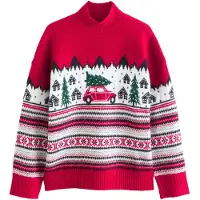 Next Trui groen / donkerrood / zwart / wit