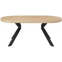 Vente-unique Eettafel 6 personen van mdf en metaal - Licht naturel en zwart - KOMONI