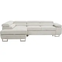 Vente-unique Hoekslaapbank met hoek links van beige ribfluweel NURAZIO