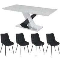 Vente-unique Set tafel EVAELA + 4 stoelen OLLUA - Wit en zwart