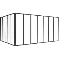 Vente-unique Glazen hoekbinnenraam met industriële stijl in gepoedercoat aluminium - L210 x L150 x H105 - Zwart - BAYVIEW