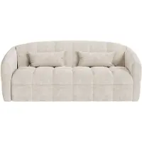 Vente-unique Driezitsslaapbank van beige fluweelstof - Bed 140 cm - Matras 13 cm RETUNA II