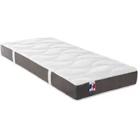 Vente-unique Elektrisch decoratief relaxbed met noppen + matras van 100% latex met 3 zones - 2 x 80 x 200 cm - Stof - Grijs - JOFAR van YSMÉE L 190 cm x H 18 cm x D 70 cm