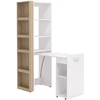 Vente-unique Modulair boekenkastbureau - 10 vakken - Kleuren: houteffect en wit - TUPELIO