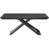 Vente-unique Verlengbare eettafel 6 tot 10 plaatsen van keramiek en metaal - Zwart marmereffect - XERENA van Pascal MORABITO